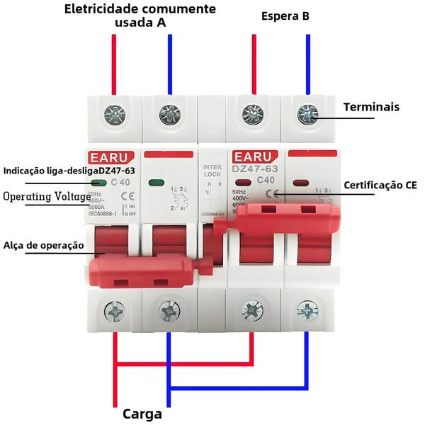 Imagem de Disjuntor AC MCB De Conversão Manual De Energia Dupla Com Interruptor De Isolamento De Trilho De