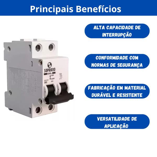 Imagem de DISJUNTOR BIPOLAR.32A DIN SOPRANO (SHB2-C32A) Disjuntor Bipolar Proteção Elétrica Corrente Amperagem DIN Soprano Segurança Instalação Elétrica