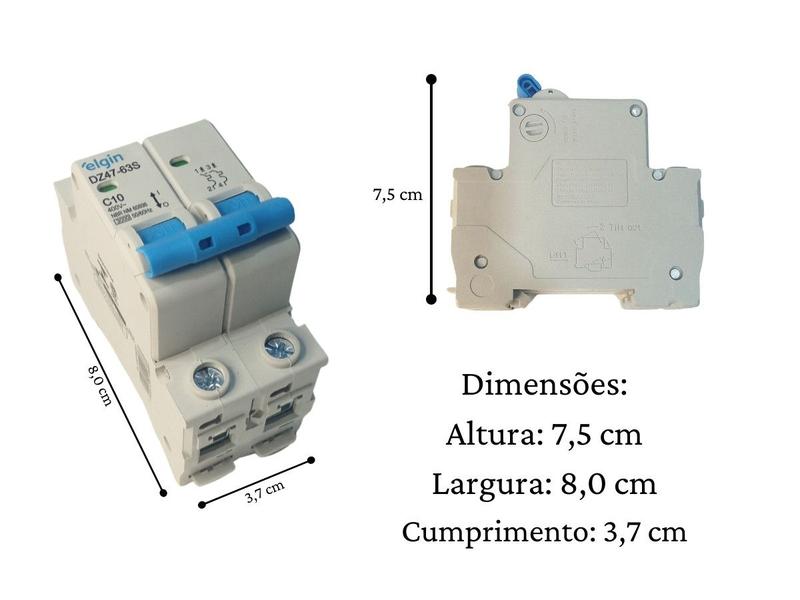 Imagem de Disjuntor bipolar duplo 2 polos 10a termomagnético 10 amper