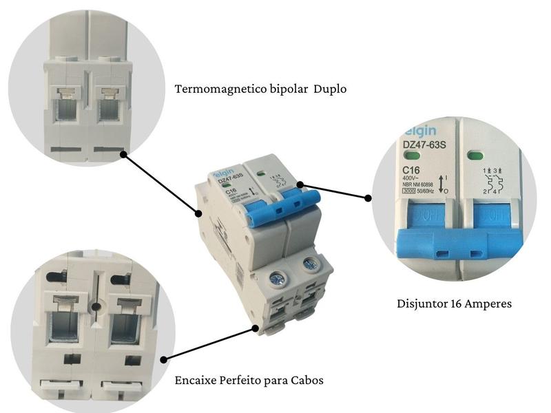 Imagem de Disjuntor bipolar duplo 2 polos 16a termomagnético 16 amper