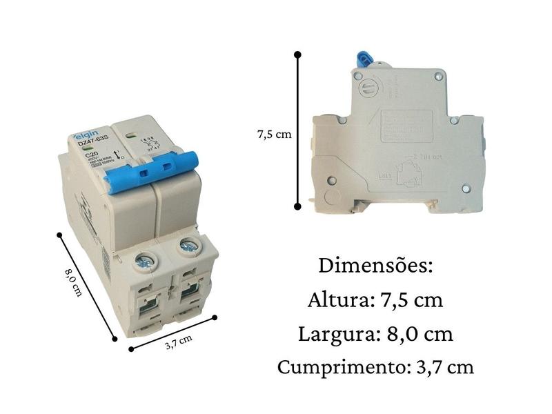 Imagem de Disjuntor bipolar duplo 2 polos 20a termomagnético 20 amper