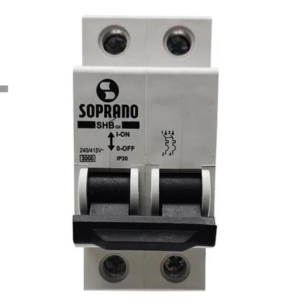 Imagem de Disjuntor Bipolar Mini Din 50a Curva C 3ka Soprano