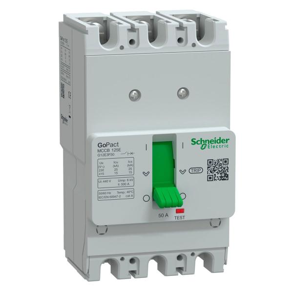 Imagem de Disjuntor Caixa moldada 3 Polos Go Pact 50A 25Ka 220V-15Ka 380V Fixo G12E3F50 Schneider