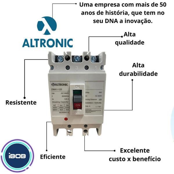 Imagem de Disjuntor Caixa Moldada Tripolar 125A Altronic