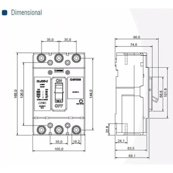 Imagem de Disjuntor Caixa Moldada Tripolar 125a DL100-X Soprano