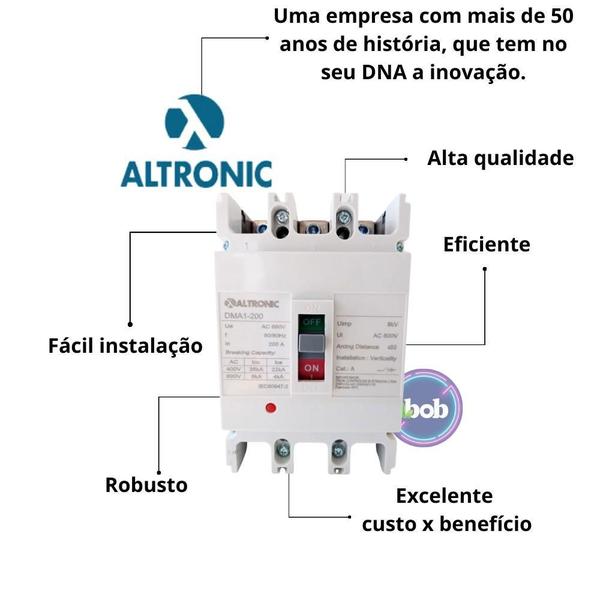 Imagem de Disjuntor Caixa Moldada Tripolar 200A Altronic