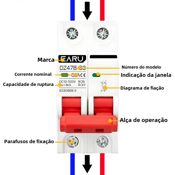 Imagem de Disjuntor DC 12V/24V/36V/48V para Bateria de Carro - Miniatura com Chave Positiva e Negativa