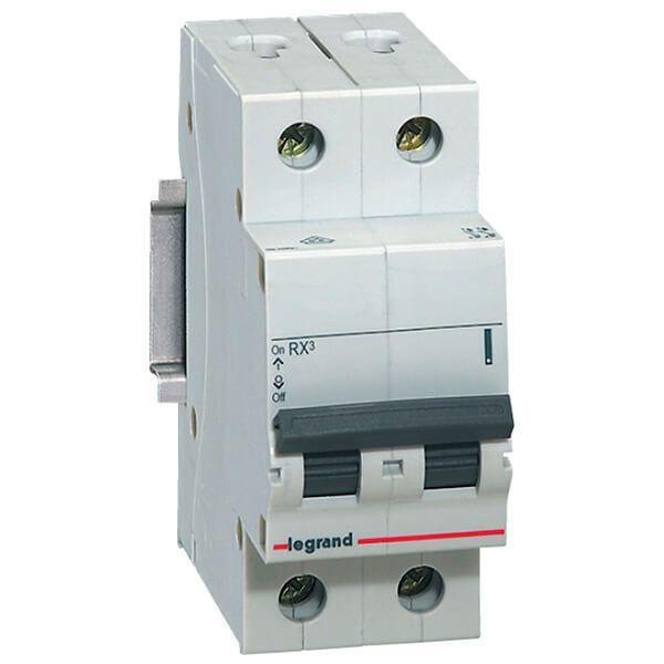 Imagem de Disjuntor DIN 50A Bipolar Bifásico Curva C 3000A Pial Legrand RX3 419311