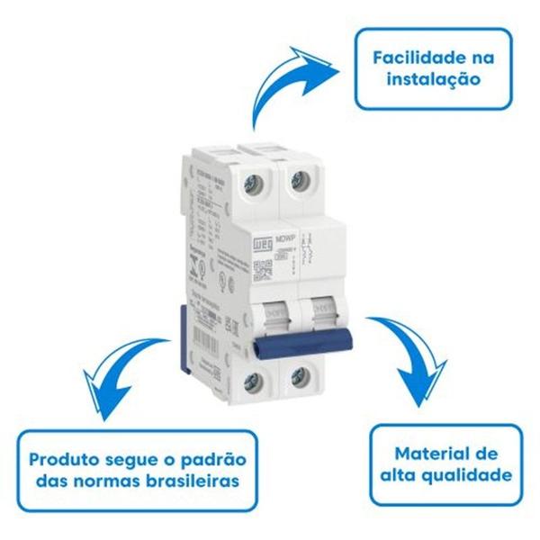 Imagem de  Disjuntor Din Bipolar MDWP C 2 x 10A WEG