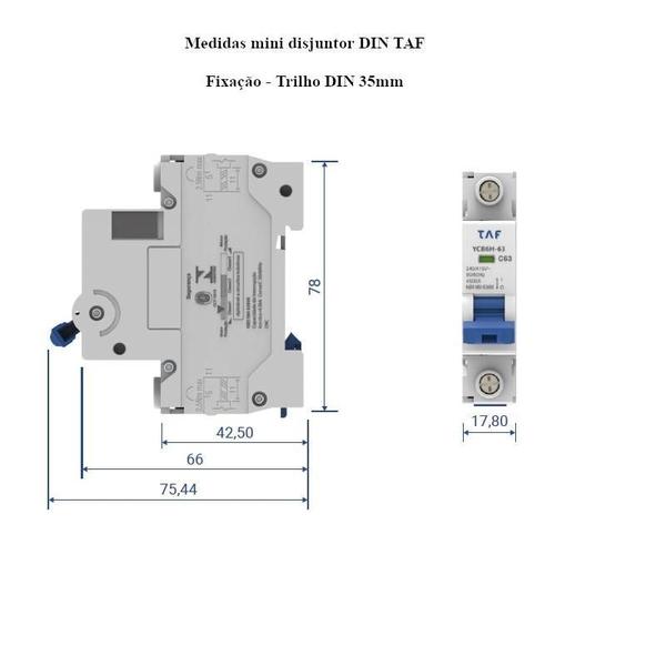 Imagem de Disjuntor Din Monopolar 10A Modelo Ycb6H-63 Curva C Taf