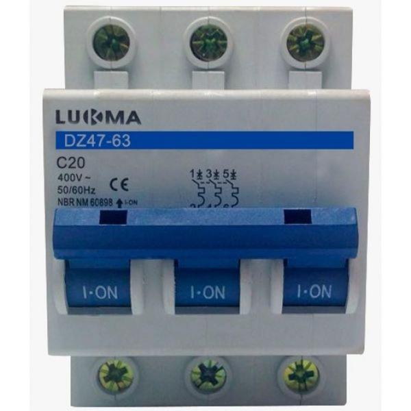 Imagem de Disjuntor din tripolar 20amp lukma 34026