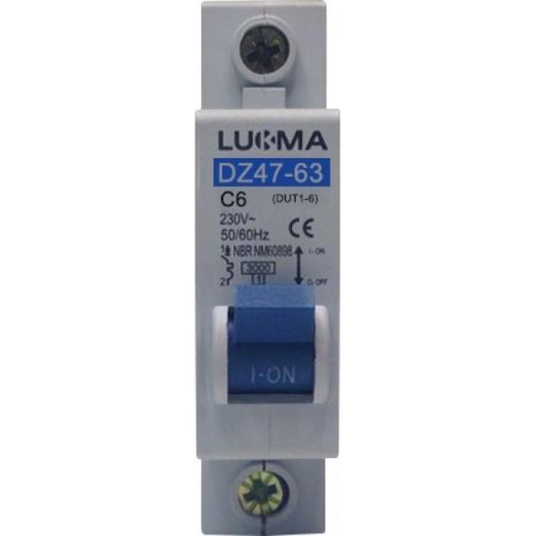 Imagem de Disjuntor din unipolar 6amp lukma 34001