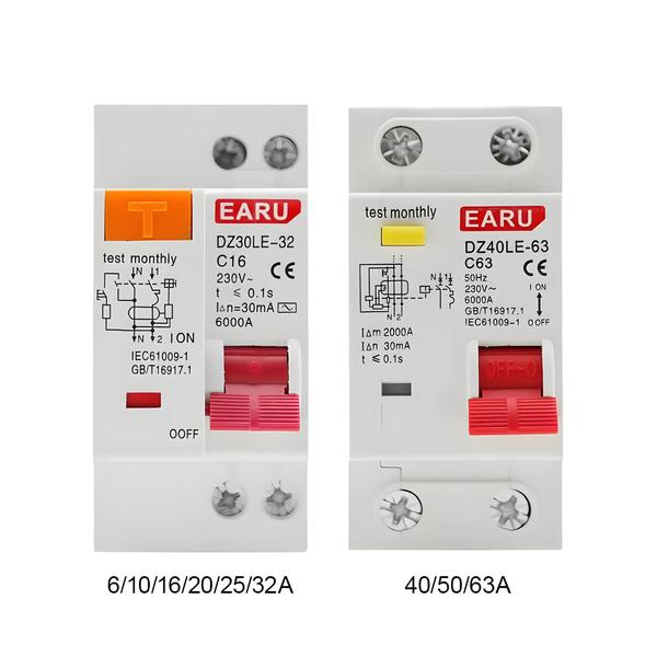 Imagem de Disjuntor Dinâmico RCBO 230V 1P+N (6-63A) - DZ30LE/DZ47LE - Proteção Contra Curto-Circuito e Vazamento