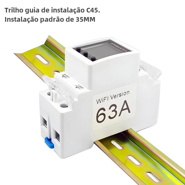 Imagem de Disjuntor Inteligente WiFi Tuya - 63A, Temporizador, Relé, Medição de Energia e Controle Remoto