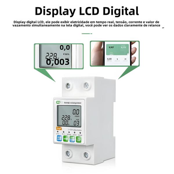 Imagem de Disjuntor Inteligente ZigBee Tuya - Controle via APP, Protetor de Religamento Automático com Medidor de Energia