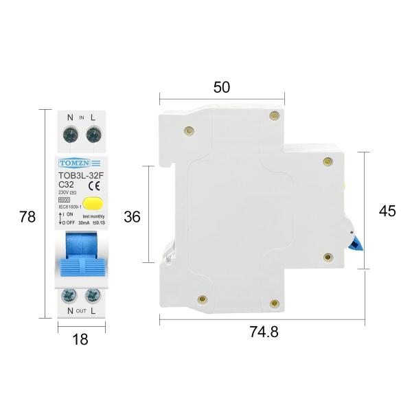 Imagem de Disjuntor Mini Dr Bipolar Fuga Dif Residual 2p 32a 30ma