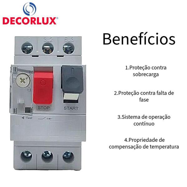 Imagem de Disjuntor Motor Tripolar 32A Com Ajuste 1.0-1.6A Decorlux