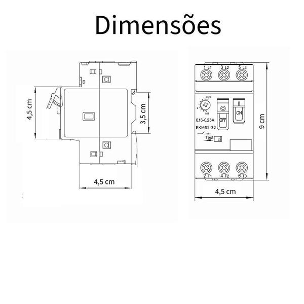 Imagem de Disjuntor Motor Tripolar 32A Com Ajuste 4.0-6.3A Decorlux