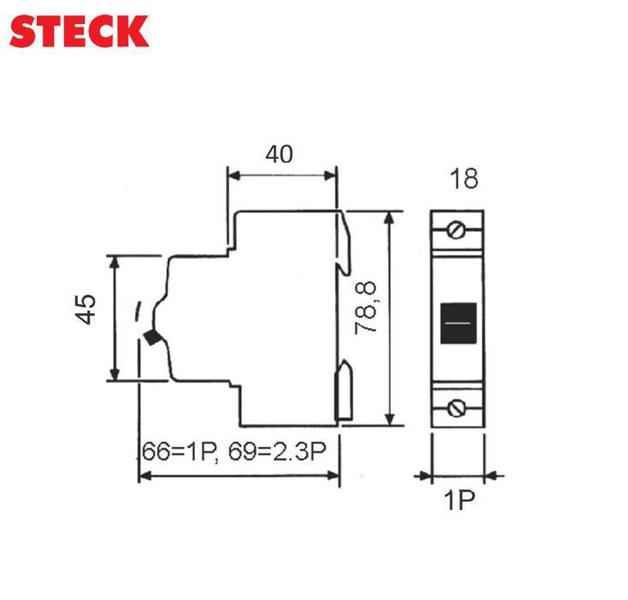 Imagem de Disjuntor Steck DIN Unipolar Curva C 3kA  40A