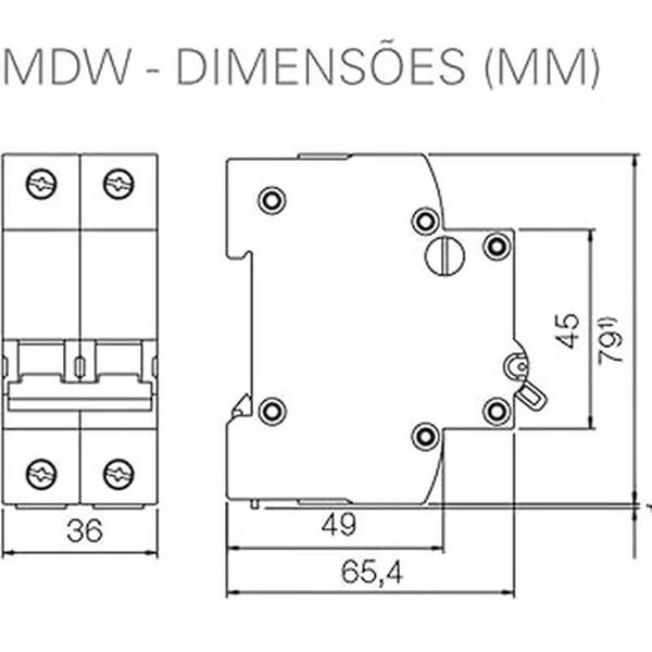 Imagem de  Disjuntor Termomagnético MDWP C 2 x 40A WEG