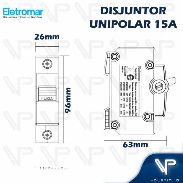 Imagem de Disjuntor termomagnetico nema 1 polo unipolar 15a 127/220v