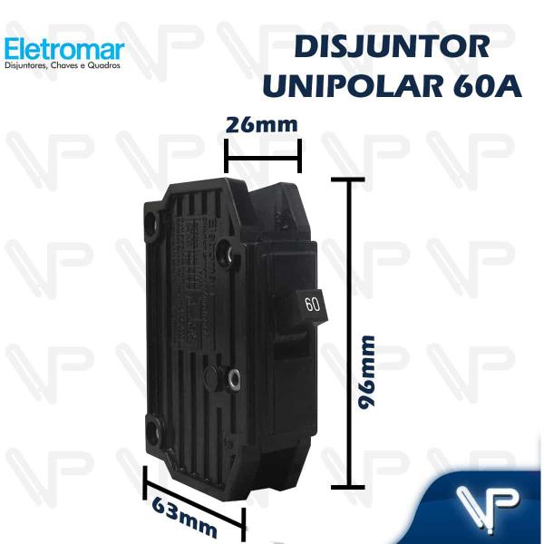 Imagem de Disjuntor termomagnetico nema 1 polo unipolar 60a 127/220v kit24