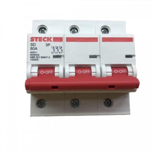 Imagem de Disjuntor tripolar 80amp curva c steck sdd3c80