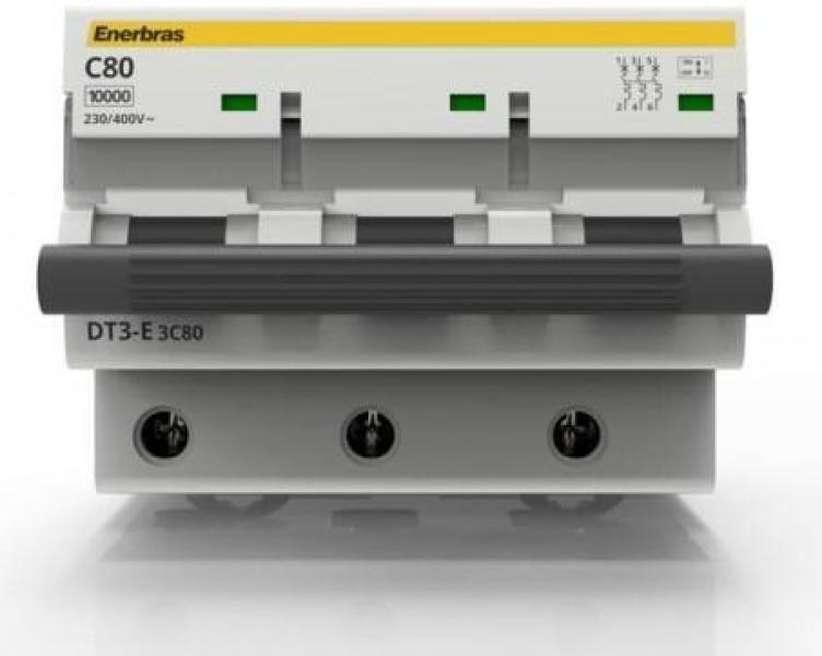 Imagem de Disjuntor Tripolar Curva C 80A Din - Enerbras