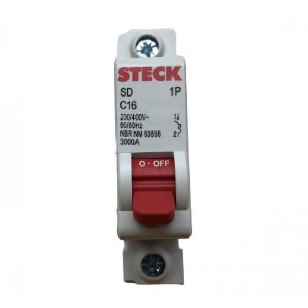 Disjuntor unipolar 16amp curva c steck sdd61c16 Imagem de Disjuntor unipolar 16amp curva c steck sdd61c16