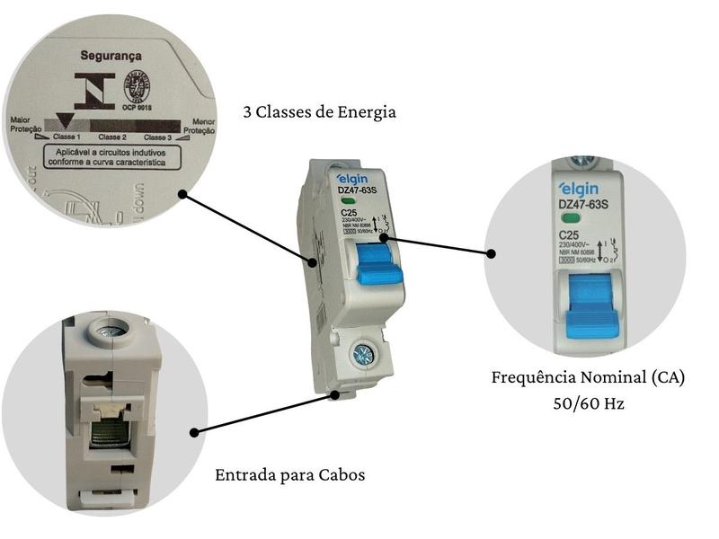 Imagem de Disjuntor unipolar monopolar 1 polo mono termomagnético 25a