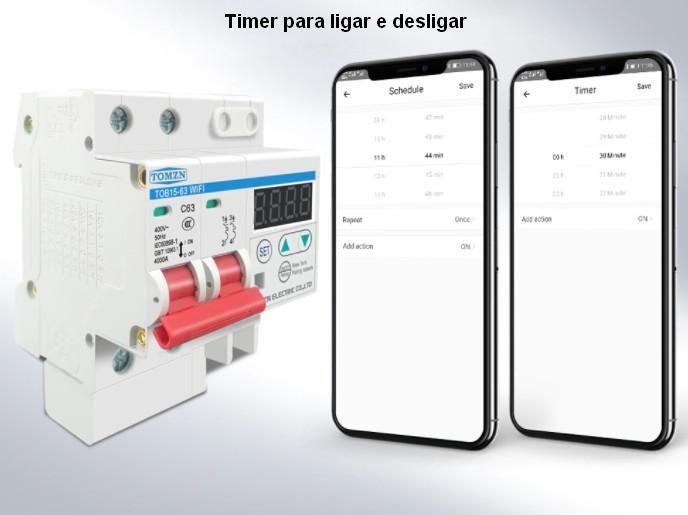 Imagem de Disjuntor Wifi 63A Medidor Consumo Inteligente Alexa Google