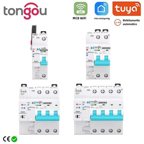 Imagem de Disjuntor WiFi Inteligente Tuya - Controle Remoto, Temporizador e Automático