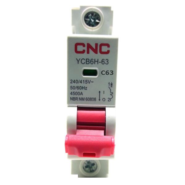 Imagem de Disjuntor YCB6H-63 Unipolar Curva C 63A CNC - 230/400V