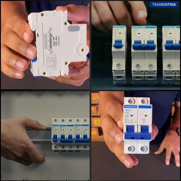 Imagem de Disjuntores Mini Din Bipolar Duplo Bifásico 2 Fases Curva C Inmetro De 10A Até 63 Amperes Tramontina