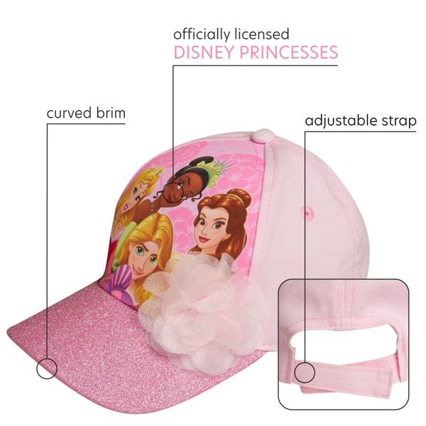 Imagem de Disney Frozen Elsa e Anna Cotton Baseball Cap com Glitter Pom, Size Age 2-4, Princesa Rosa