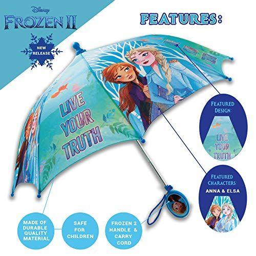 Imagem de Disney girls Disney Kids Umbrella, Frozen/Princess/Minnie Mouse Toddler and Little Girl Rain Wear for Ages 3-6 Umbrella, Frozen, 7-Mar US