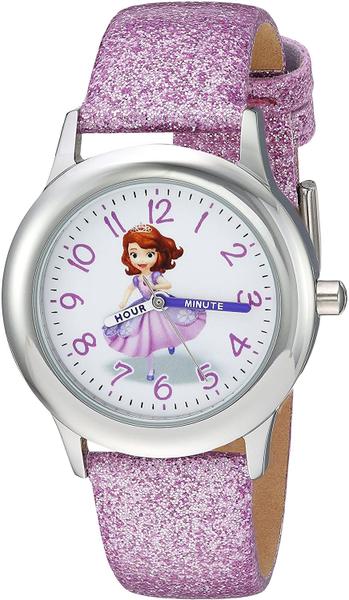 Imagem de Disney Girls Princess Sofia Inoxidável Aço Analógico-Quartzo relógio com cinta sintética de couro, roxo, 15 (Modelo: WDS000269)