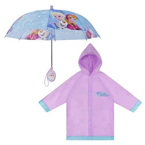 Imagem de Disney Little Frozen Kids Umbrella and Slicker, Elsa e Anna Rainwear Set for Girls 2-7, Light Purple, Medium, Age 4-5