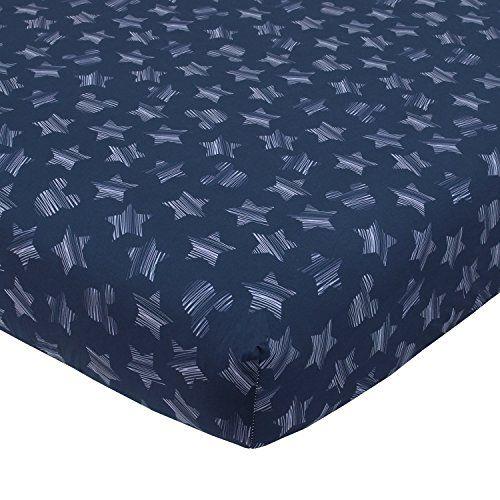 Imagem de Disney Mickey Mouse Hello World Star/Icon 100% Cotton Fitted Crib Sheet, Navy, White