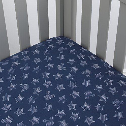 Imagem de Disney Mickey Mouse Hello World Star/Icon 100% Cotton Fitted Crib Sheet, Navy, White