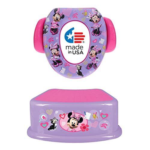 Imagem de Disney Minnie Mouse 2 Pc"Happy Helpers" Essencial Potty Training Set - Assento Soft Potty, Banqueta Passo