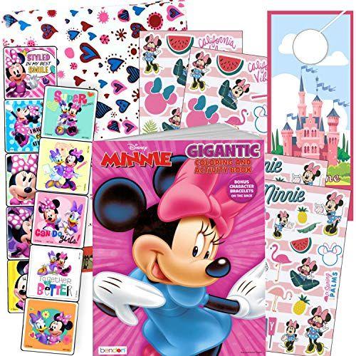 Imagem de Disney Minnie Mouse Coloring Book and Stickers Gift Set - Bundle Inclui Gigantesco 192 pg Minnie Mouse Coloring Book, Minnie Mouse Stickers, e Cabide de porta de 2 lados, em saco de presente especial