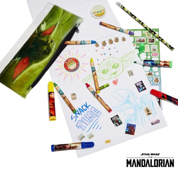 Imagem de Disney Star Wars Baby Yoda Mandalorian Kids Coloring Set 30 Pc. w/Stickers & Pencil