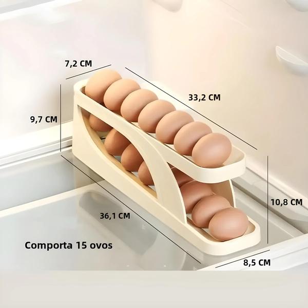 Imagem de Dispensador Automático de Ovos para Geladeira - Dupla Camada, 15 Ovos