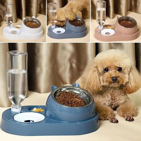 Imagem de Dispensador de Água e Ração 2 em 1 para Cães e Gatos - Alimentador Automático