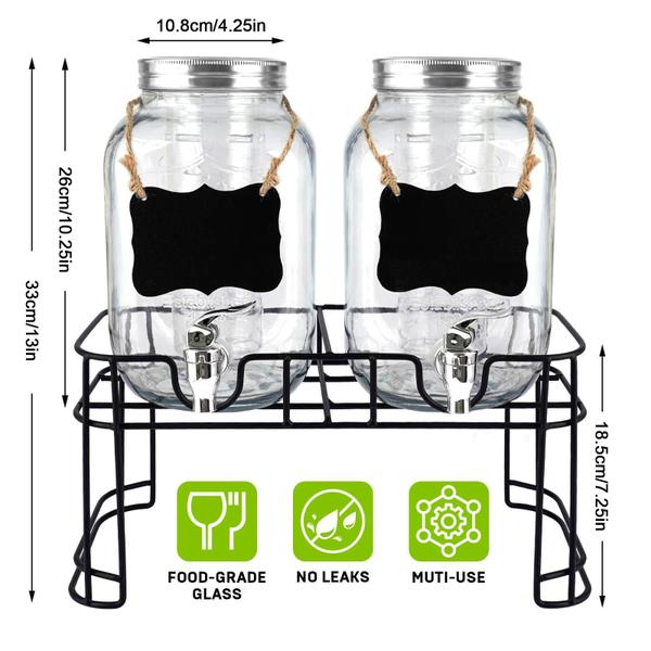 Imagem de Dispensador de bebidas Gasgimos, copo de 1 galão com suporte, pacote com 2