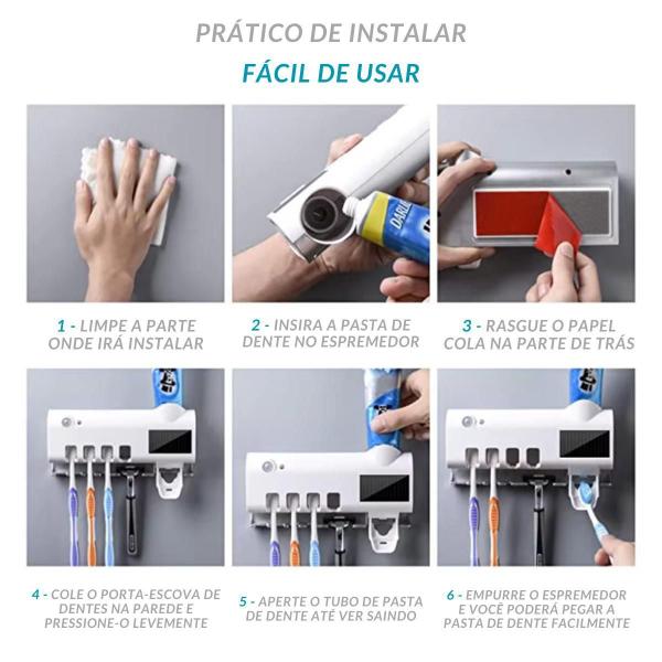 Imagem de Dispensador De Creme Dental Automático Suporte 4 Escovas Uv