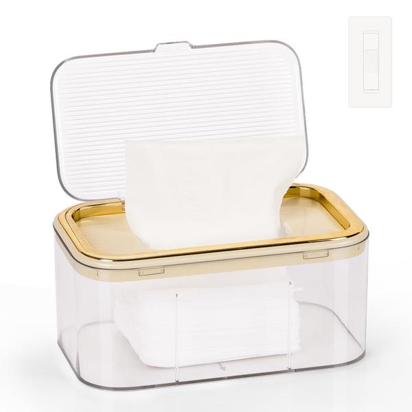 Imagem de Dispensador de lenços Flenpptly Baby Wipe Holder de grande capacidade dourado