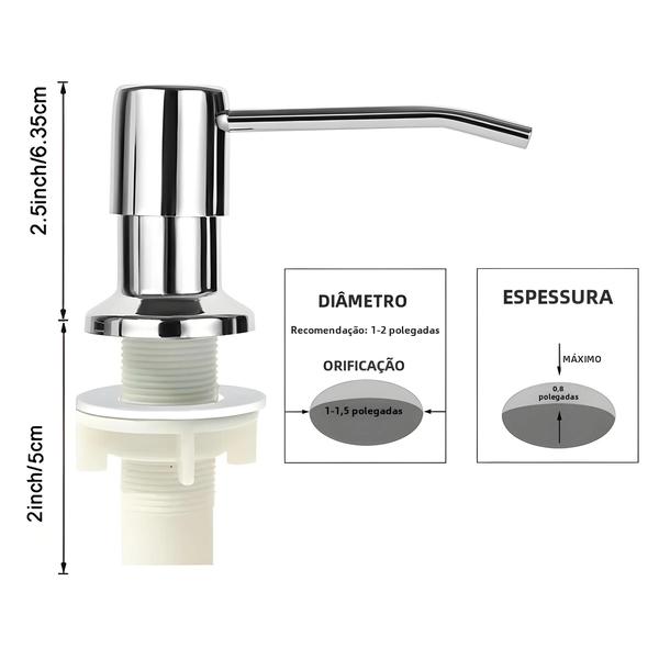 Imagem de Dispensador de Sabão para Pia de Cozinha com Kit de Extensão - Bomba Sem Fio