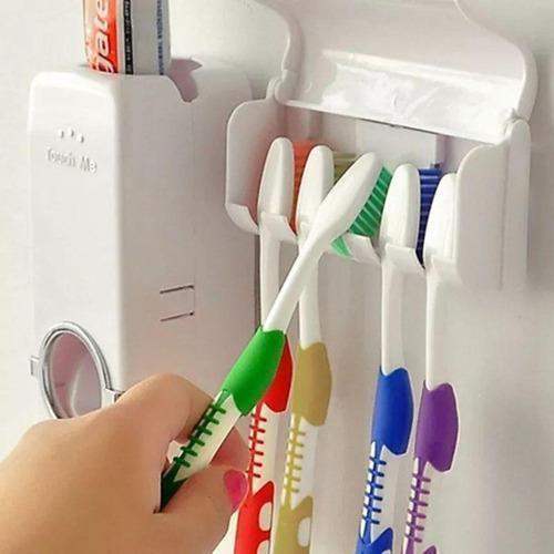 Imagem de Dispenser Aplicador Creme Dental Pasta Dente Suporte Escovas